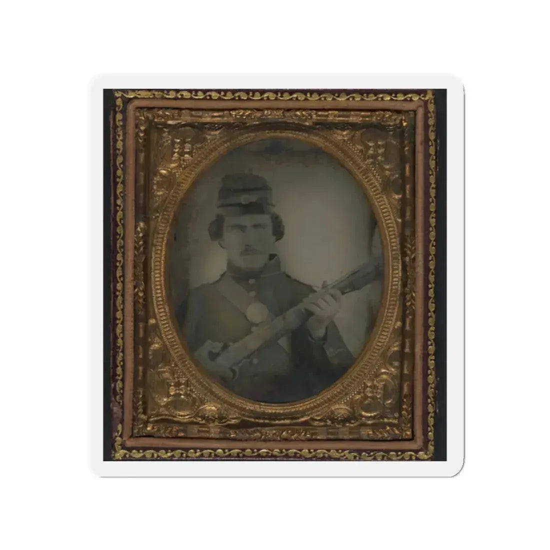 Unidentified Soldier In Union Uniform And Forage Cap With Musket (U.S. Civil War) Refrigerator Magnet 2 Inch Die-Cut - The Sticker Space