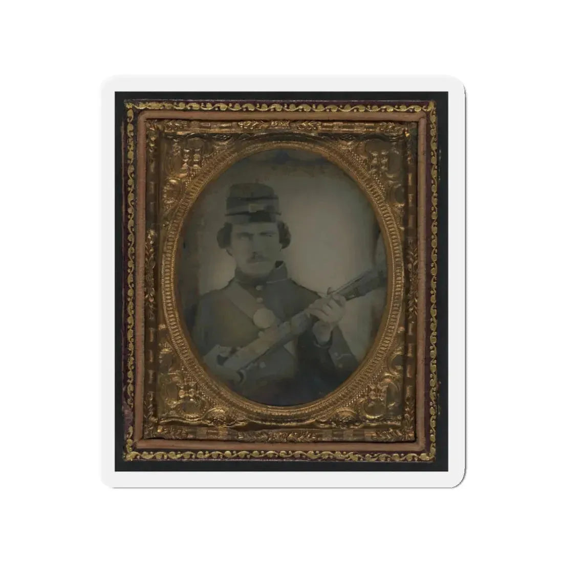 Unidentified Soldier In Union Uniform And Forage Cap With Musket (U.S. Civil War) Refrigerator Magnet 3 Inch Die-Cut - The Sticker Space