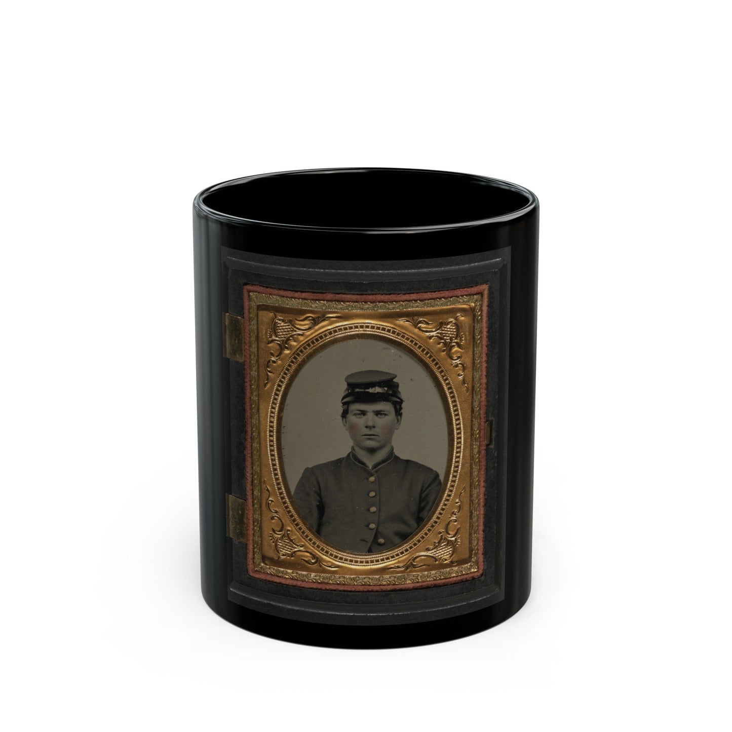 Unidentified Soldier In Union Uniform And Forage Cap(2) (U.S. Civil War) Black Coffee Mug-11oz-The Sticker Space