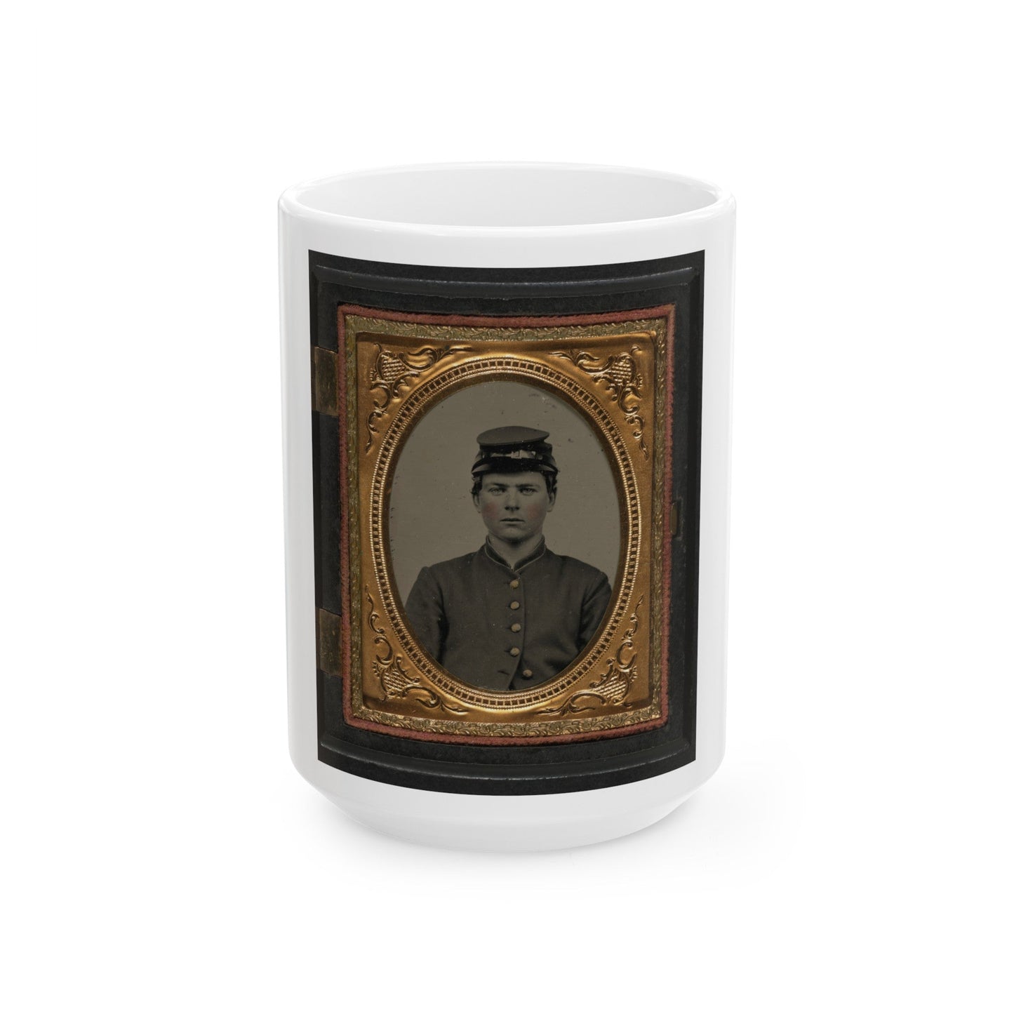 Unidentified Soldier In Union Uniform And Forage Cap(2) (U.S. Civil War) White Coffee Mug-15oz-The Sticker Space