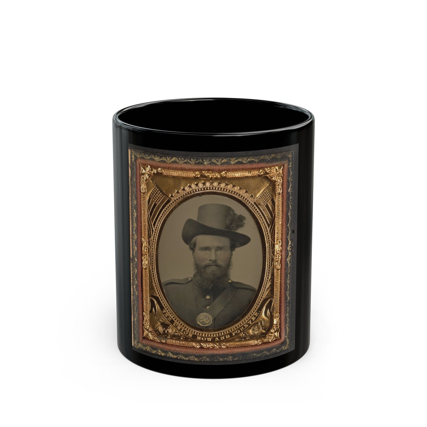 Unidentified Soldier In Union Uniform And Hardee Hat (U.S. Civil War) Black Coffee Mug-11oz-The Sticker Space