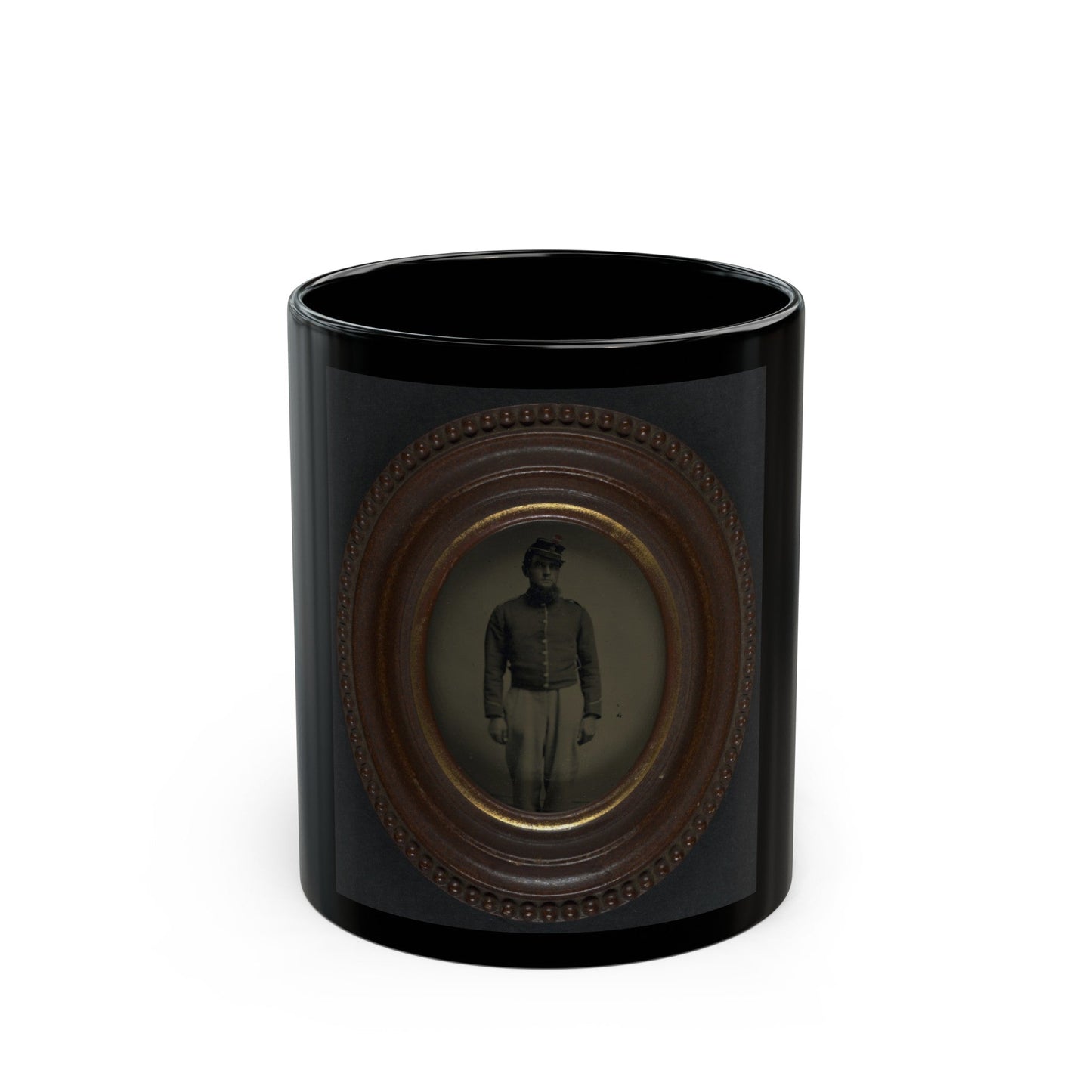 Unidentified Soldier In Union Uniform And Kepi (U.S. Civil War) Black Coffee Mug-11oz-The Sticker Space