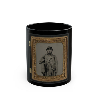 Unidentified Soldier In Union Uniform And Kepi With Canteen (U.S. Civil War) Black Coffee Mug-11oz-The Sticker Space