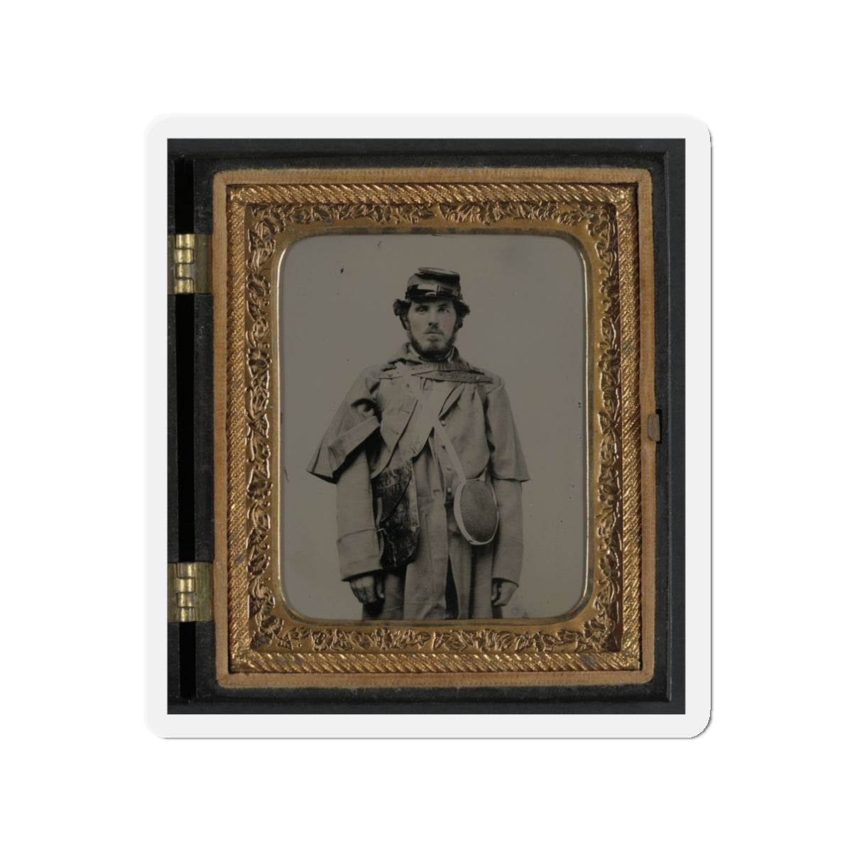 Unidentified Soldier In Union Uniform And Kepi With Canteen (U.S. Civil War) Refrigerator Magnet-3" x 3"-The Sticker Space