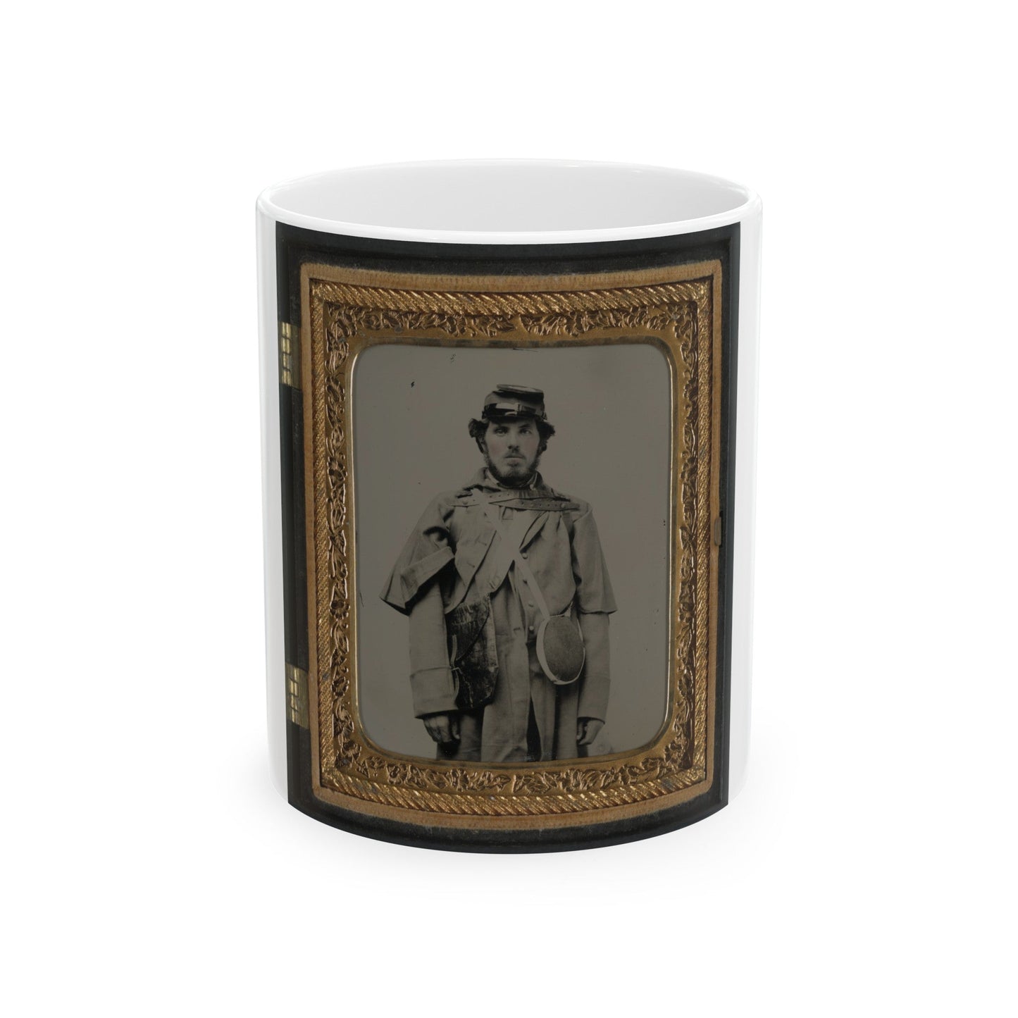 Unidentified Soldier In Union Uniform And Kepi With Canteen (U.S. Civil War) White Coffee Mug-11oz-The Sticker Space