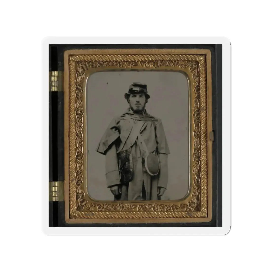 Unidentified Soldier In Union Uniform And Kepi With Canteen (U.S. Civil War) Refrigerator Magnet 2 Inch Die-Cut - The Sticker Space