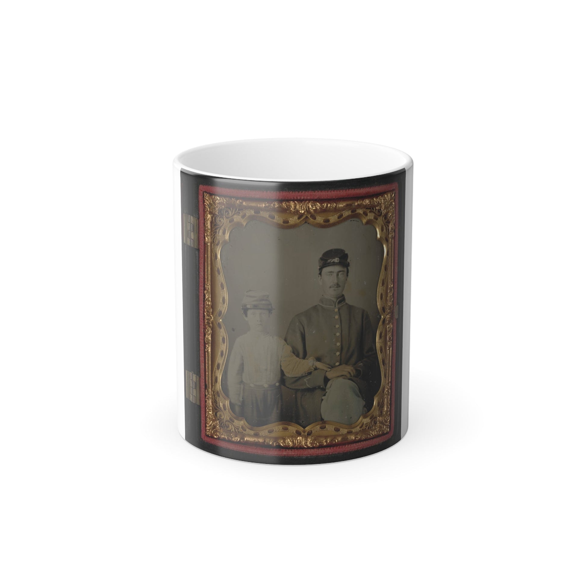 Unidentified Soldier in Union Uniform and Kepi With Unidentified Young Boy, Probably Father and Son (U.S. Civil War) Color Morphing Mug 11oz-11oz-The Sticker Space