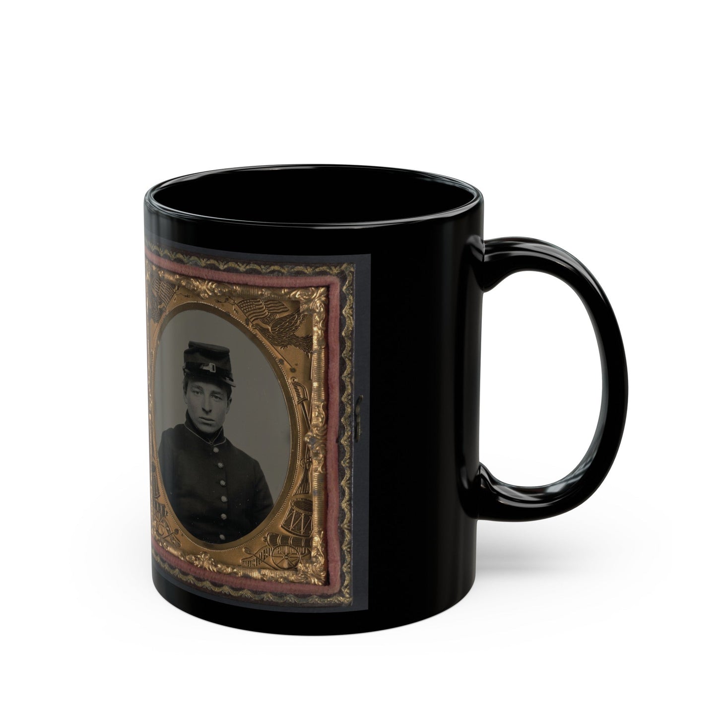 Unidentified Soldier In Union Uniform And Kepi(2) (U.S. Civil War) Black Coffee Mug-The Sticker Space