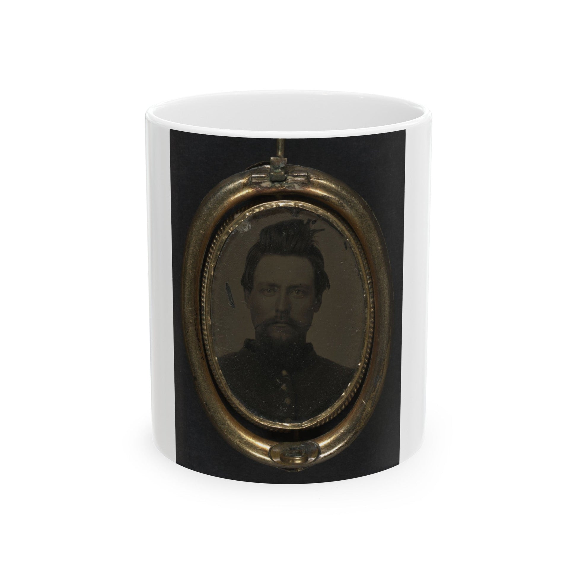 Unidentified Soldier In Union Uniform And Lock Of Hair In Brooch (U.S. Civil War) White Coffee Mug-11oz-The Sticker Space