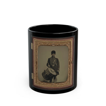 Unidentified Soldier In Union Uniform And Massachusetts Belt Buckle With Drum (U.S. Civil War) Black Coffee Mug-11oz-The Sticker Space