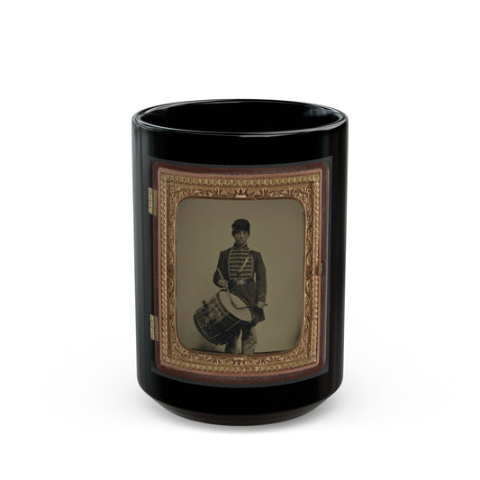 Unidentified Soldier In Union Uniform And Massachusetts Belt Buckle With Drum (U.S. Civil War) Black Coffee Mug-15oz-The Sticker Space