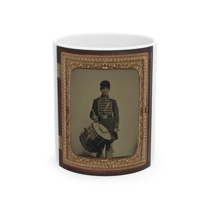 Unidentified Soldier In Union Uniform And Massachusetts Belt Buckle With Drum (U.S. Civil War) White Coffee Mug-11oz-The Sticker Space