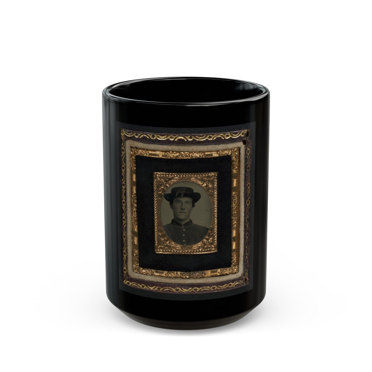 Unidentified Soldier In Union Uniform And Officer Hat Cords (U.S. Civil War) Black Coffee Mug-15oz-The Sticker Space