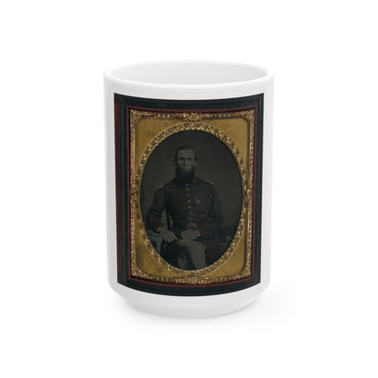 Unidentified Soldier In Union Uniform And Ohio Volunteer Militia Belt Buckle (U.S. Civil War) White Coffee Mug-15oz-The Sticker Space