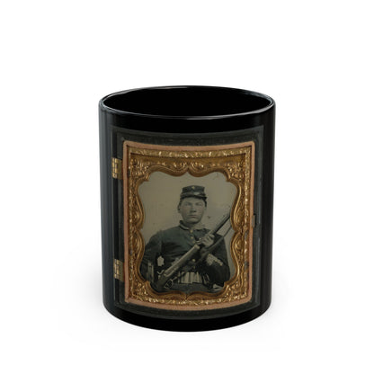 Unidentified Soldier In Union Uniform And Rifleman's Belt Rig With Musket (U.S. Civil War) Black Coffee Mug-11oz-The Sticker Space