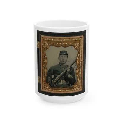 Unidentified Soldier In Union Uniform And Rifleman's Belt Rig With Musket (U.S. Civil War) White Coffee Mug-15oz-The Sticker Space