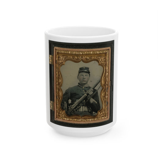 Unidentified Soldier In Union Uniform And Rifleman's Belt Rig With Musket (U.S. Civil War) White Coffee Mug-15oz-The Sticker Space