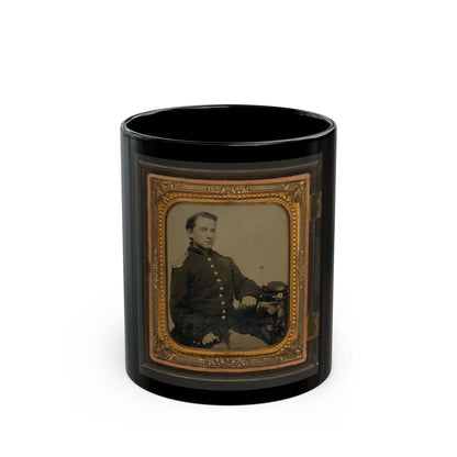 Unidentified Soldier In Union Uniform And Shoulder Scales With A Company A Forage Cap Bearing Infantry Insignia (U.S. Civil War) Black Coffee Mug-11oz-The Sticker Space