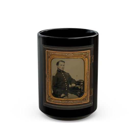 Unidentified Soldier In Union Uniform And Shoulder Scales With A Company A Forage Cap Bearing Infantry Insignia (U.S. Civil War) Black Coffee Mug-15oz-The Sticker Space