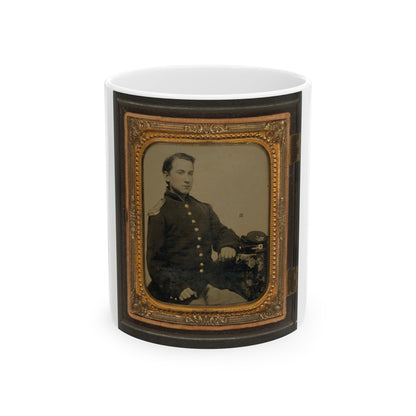 Unidentified Soldier In Union Uniform And Shoulder Scales With A Company A Forage Cap Bearing Infantry Insignia (U.S. Civil War) White Coffee Mug-11oz-The Sticker Space