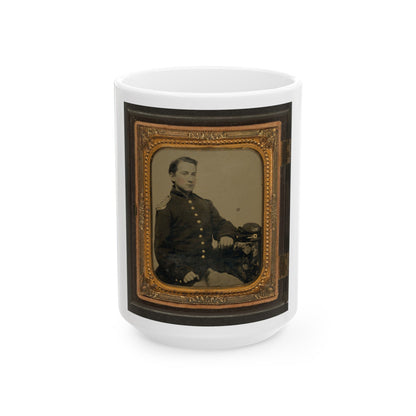 Unidentified Soldier In Union Uniform And Shoulder Scales With A Company A Forage Cap Bearing Infantry Insignia (U.S. Civil War) White Coffee Mug-15oz-The Sticker Space