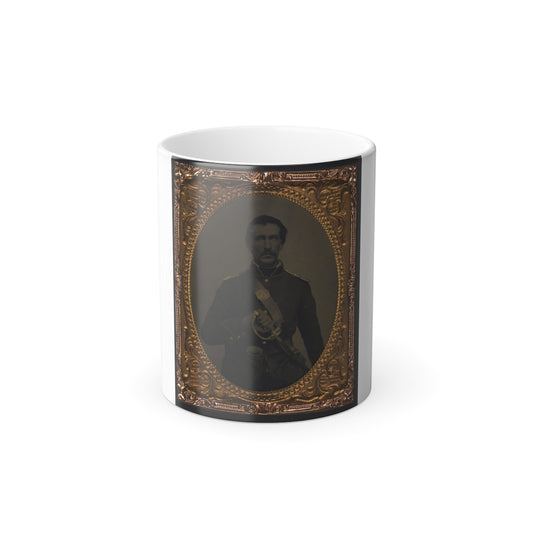 Unidentified Soldier in Union Uniform and Shoulder Scales With Model 1860 Field and Staff Officer's Sword (U.S. Civil War) Color Morphing Mug 11oz-11oz-The Sticker Space