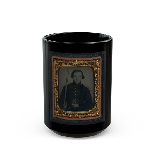 Unidentified Soldier In Union Uniform And Shoulder Scales With Musket And Knife (U.S. Civil War) Black Coffee Mug-15oz-The Sticker Space