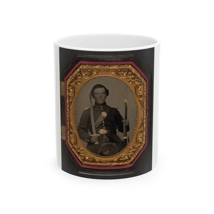 Unidentified Soldier In Union Uniform And Shoulder Scales With Musket And Sword (U.S. Civil War) White Coffee Mug-11oz-The Sticker Space