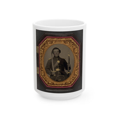 Unidentified Soldier In Union Uniform And Shoulder Scales With Musket And Sword (U.S. Civil War) White Coffee Mug-15oz-The Sticker Space