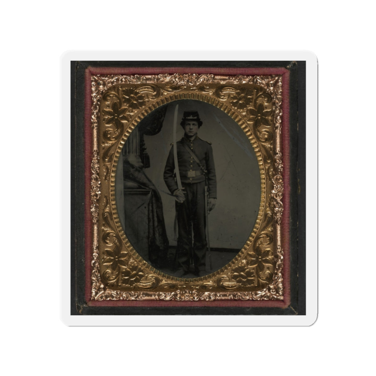 Unidentified Soldier In Union Uniform And Shoulder Scales With Sword (U.S. Civil War) Refrigerator Magnet-2" x 2"-The Sticker Space