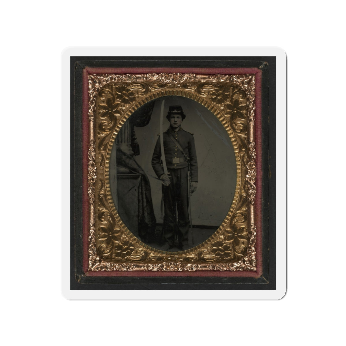 Unidentified Soldier In Union Uniform And Shoulder Scales With Sword (U.S. Civil War) Refrigerator Magnet-3" x 3"-The Sticker Space