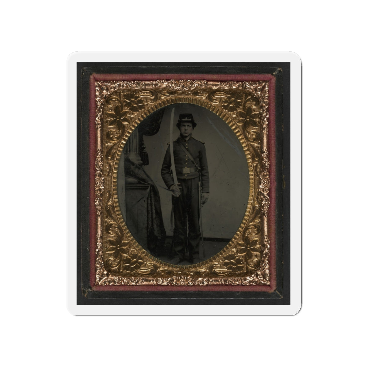 Unidentified Soldier In Union Uniform And Shoulder Scales With Sword (U.S. Civil War) Refrigerator Magnet-4" x 4"-The Sticker Space