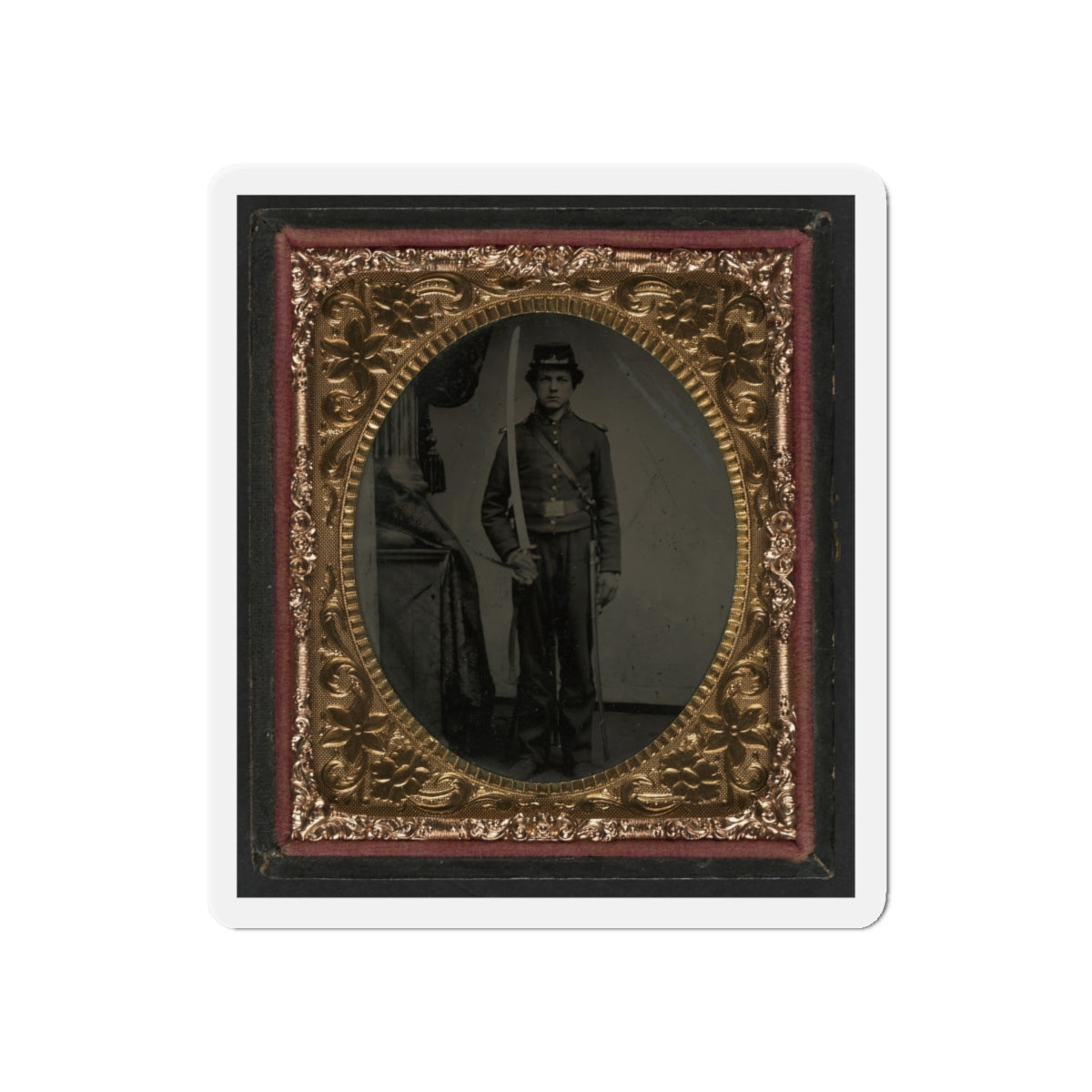 Unidentified Soldier In Union Uniform And Shoulder Scales With Sword (U.S. Civil War) Refrigerator Magnet-6 × 6"-The Sticker Space