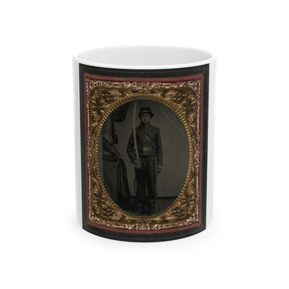 Unidentified Soldier In Union Uniform And Shoulder Scales With Sword (U.S. Civil War) White Coffee Mug-11oz-The Sticker Space