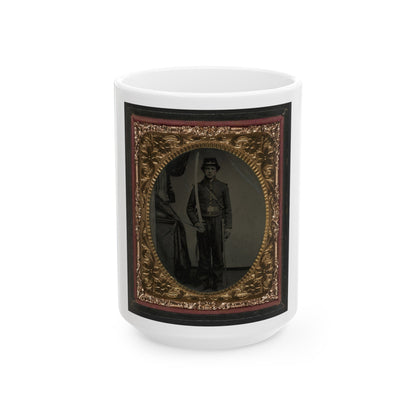 Unidentified Soldier In Union Uniform And Shoulder Scales With Sword (U.S. Civil War) White Coffee Mug-15oz-The Sticker Space