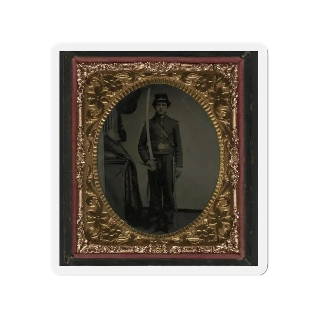 Unidentified Soldier In Union Uniform And Shoulder Scales With Sword (U.S. Civil War) Refrigerator Magnet 2 Inch Die-Cut - The Sticker Space