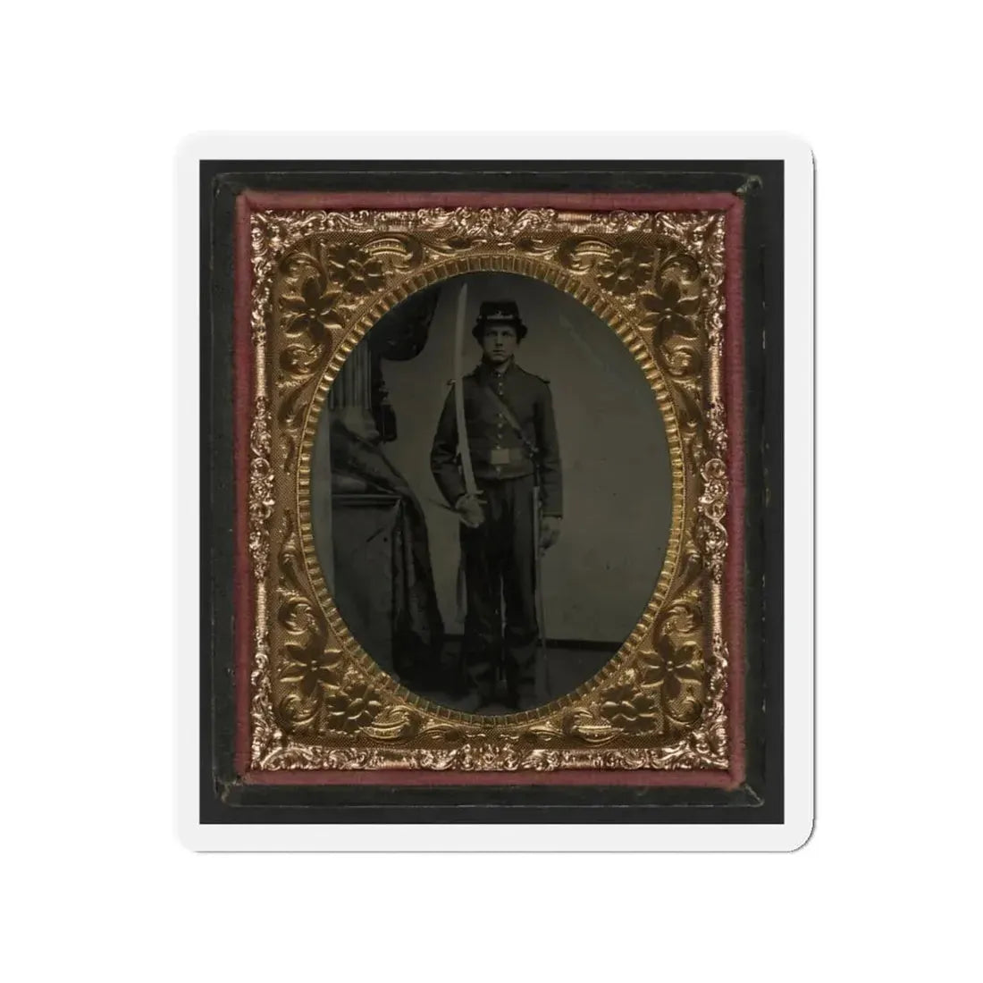 Unidentified Soldier In Union Uniform And Shoulder Scales With Sword (U.S. Civil War) Refrigerator Magnet 3 Inch Die-Cut - The Sticker Space