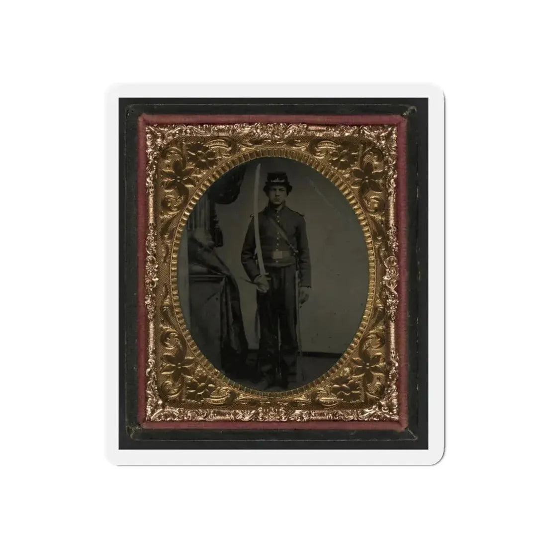 Unidentified Soldier In Union Uniform And Shoulder Scales With Sword (U.S. Civil War) Refrigerator Magnet 6 Inch Die-Cut - The Sticker Space