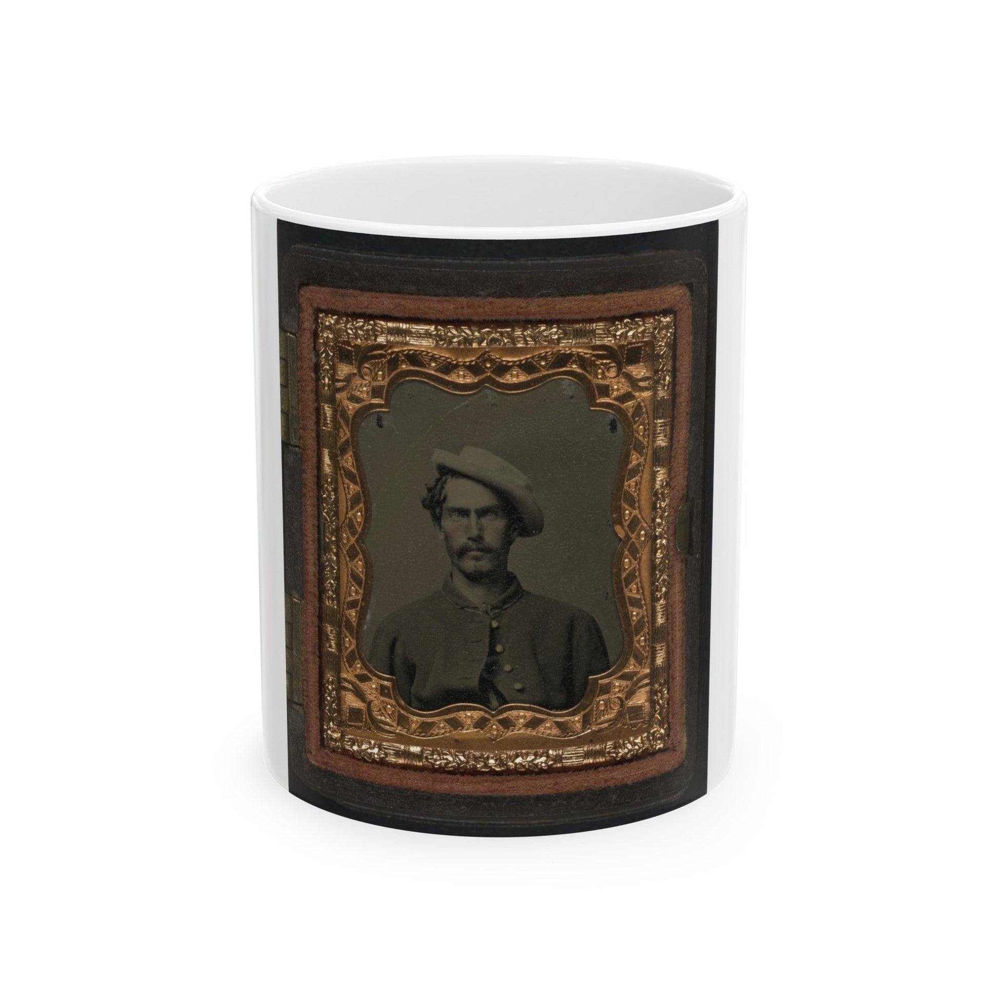 Unidentified Soldier In Union Uniform And Slouch Hat 001 (U.S. Civil War) White Coffee Mug-11oz-The Sticker Space