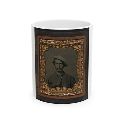 Unidentified Soldier In Union Uniform And Slouch Hat 001 (U.S. Civil War) White Coffee Mug-11oz-The Sticker Space