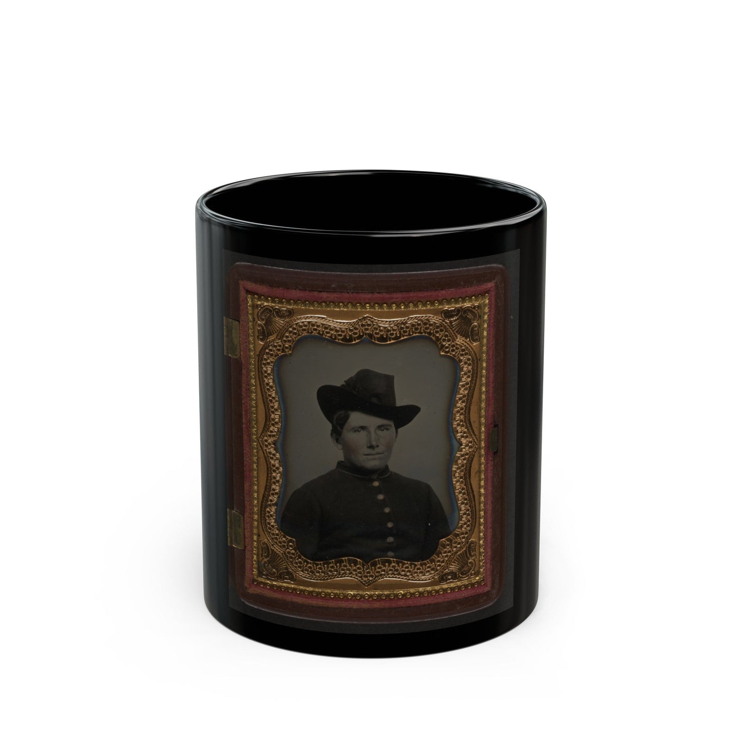 Unidentified Soldier In Union Uniform And Slouch Hat 002 (U.S. Civil War) Black Coffee Mug-11oz-The Sticker Space