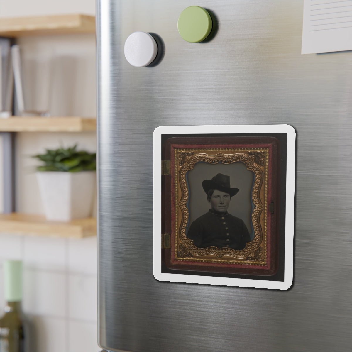 Unidentified Soldier In Union Uniform And Slouch Hat 002 (U.S. Civil War) Refrigerator Magnet-The Sticker Space