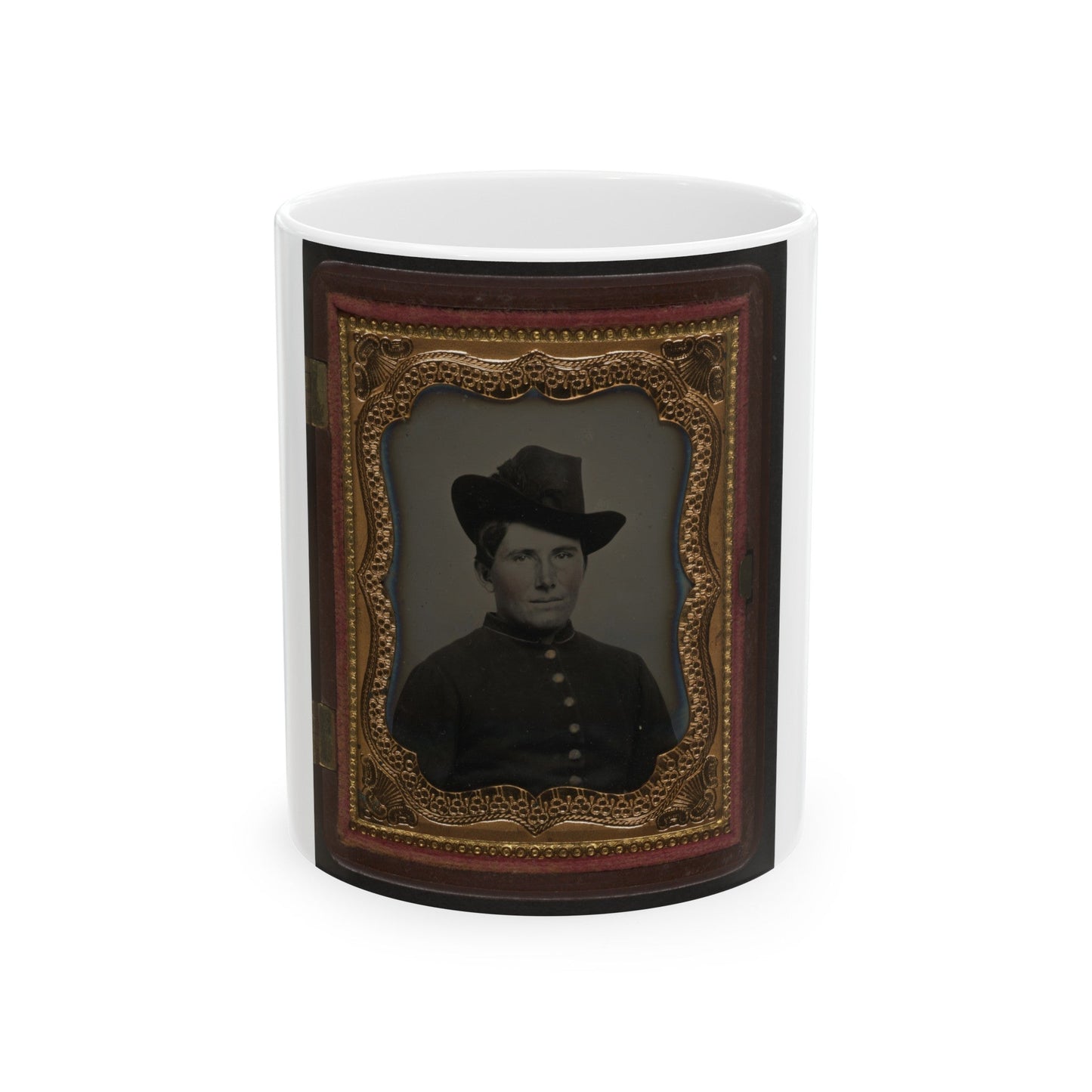 Unidentified Soldier In Union Uniform And Slouch Hat 002 (U.S. Civil War) White Coffee Mug-11oz-The Sticker Space