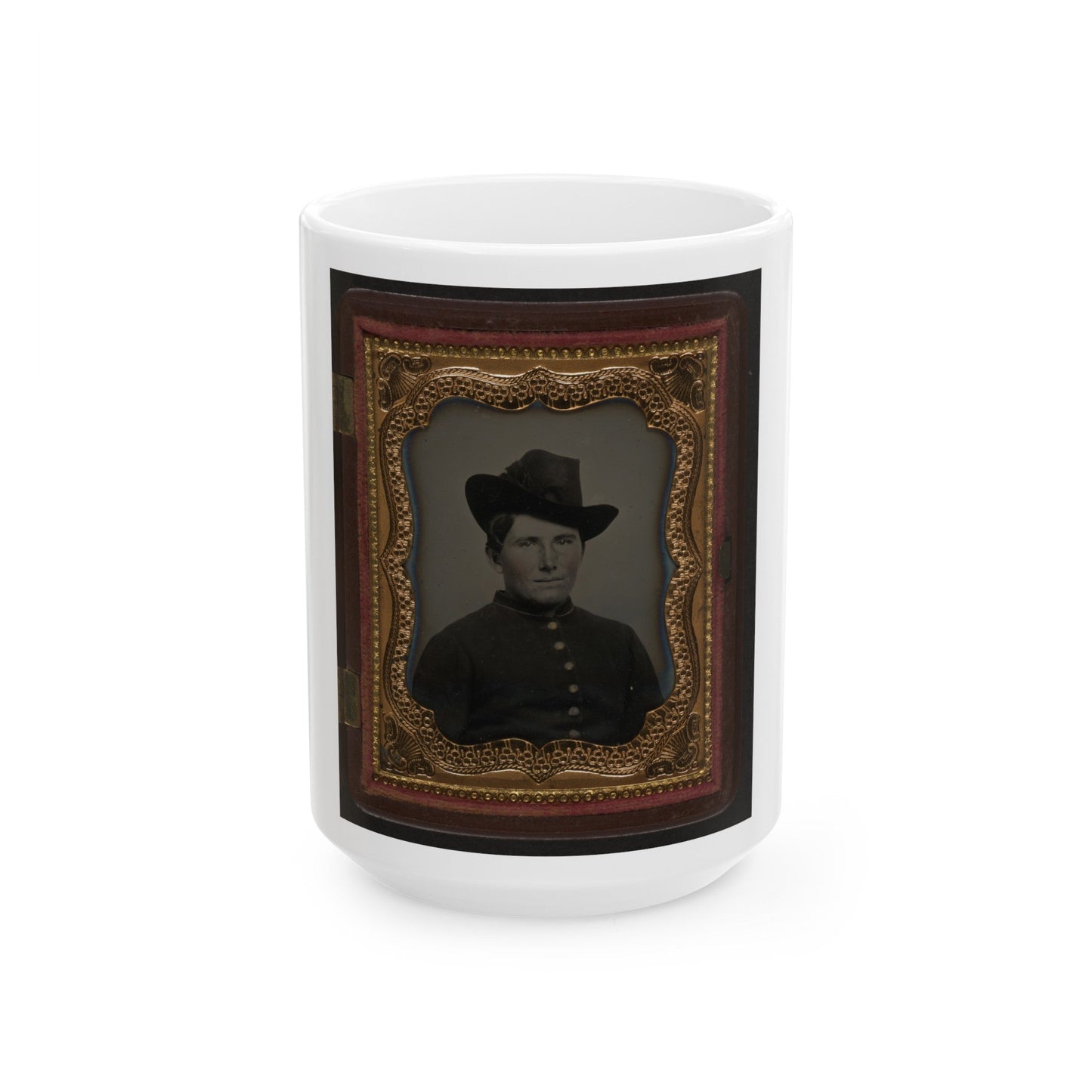 Unidentified Soldier In Union Uniform And Slouch Hat 002 (U.S. Civil War) White Coffee Mug-15oz-The Sticker Space