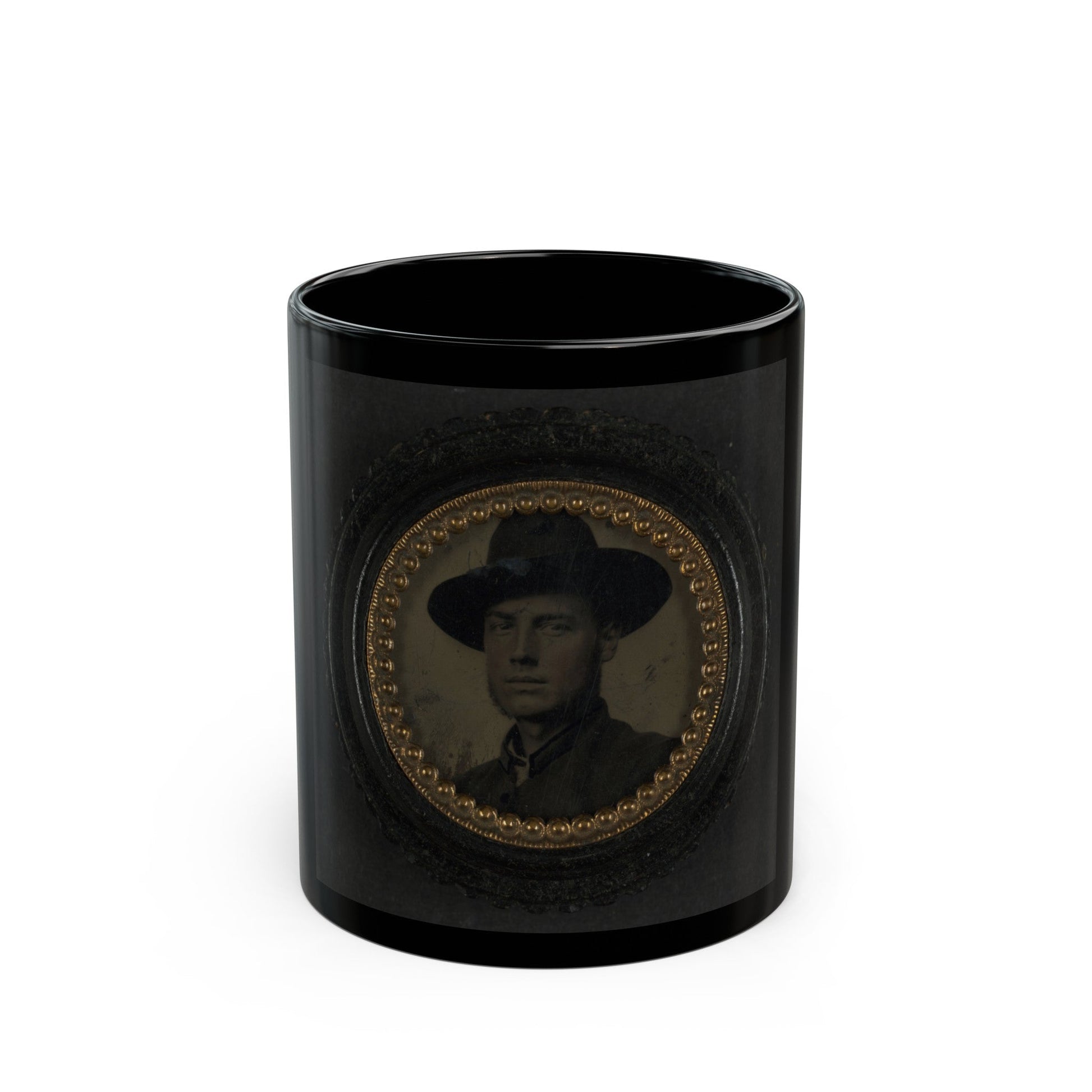 Unidentified Soldier In Union Uniform And Slouch Hat 003 (U.S. Civil War) Black Coffee Mug-11oz-The Sticker Space