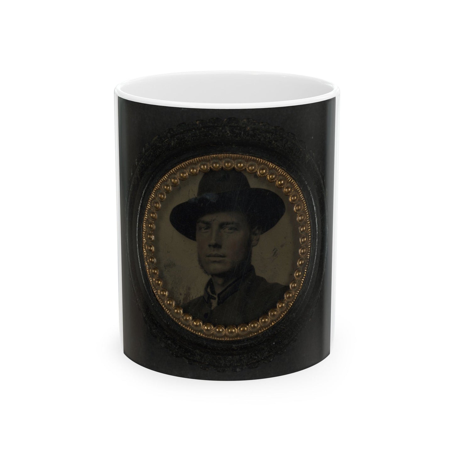 Unidentified Soldier In Union Uniform And Slouch Hat 003 (U.S. Civil War) White Coffee Mug-11oz-The Sticker Space