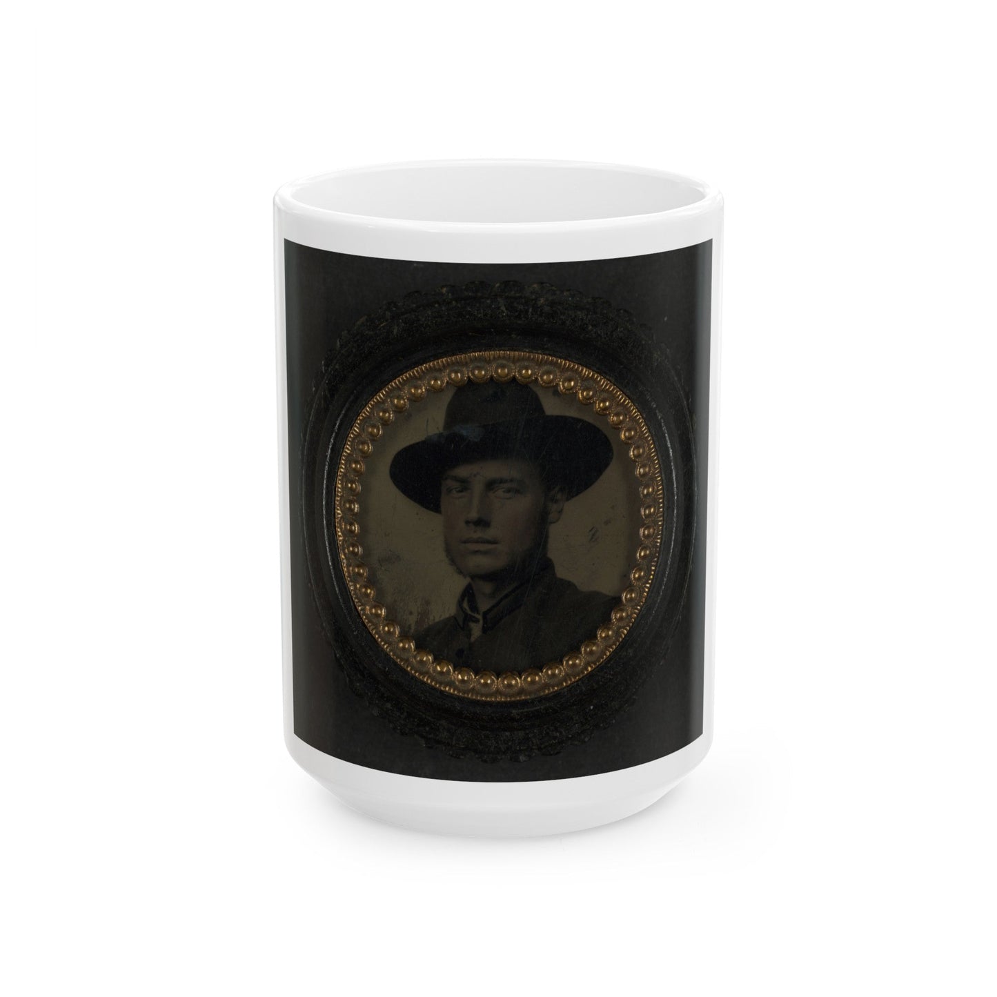 Unidentified Soldier In Union Uniform And Slouch Hat 003 (U.S. Civil War) White Coffee Mug-15oz-The Sticker Space