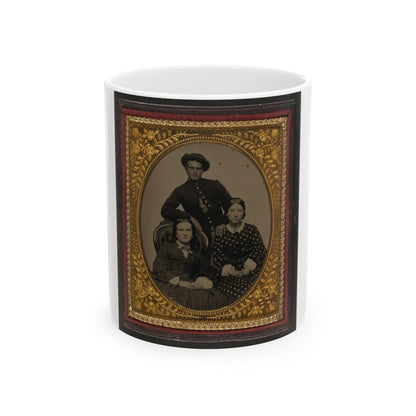 Unidentified Soldier In Union Uniform And Two Women (U.S. Civil War) White Coffee Mug-11oz-The Sticker Space