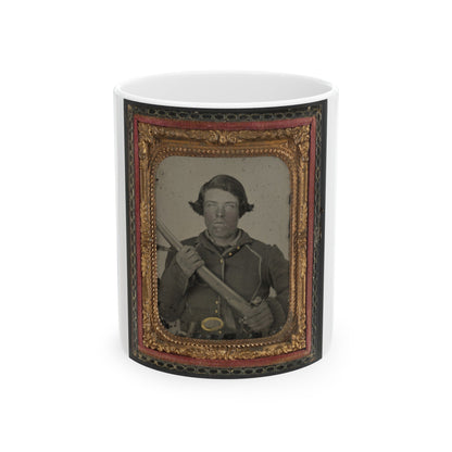 Unidentified Soldier In Union Uniform And U.S. Belt Buckle With Musket (U.S. Civil War) White Coffee Mug-11oz-The Sticker Space