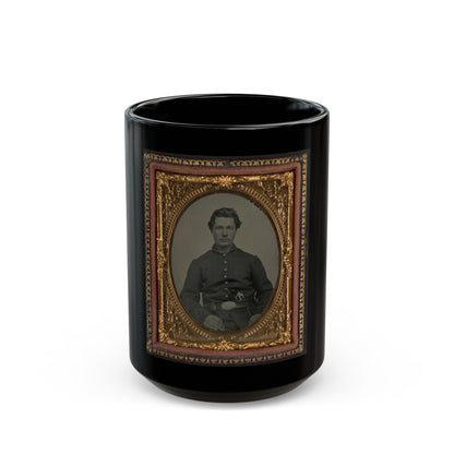 Unidentified Soldier In Union Uniform And U.S. Belt Buckle With Pistol (U.S. Civil War) Black Coffee Mug-15oz-The Sticker Space